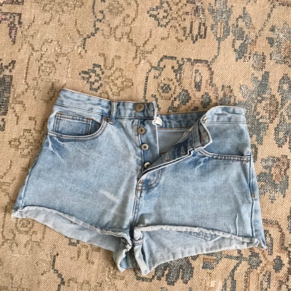 High waist button-up denim shorts